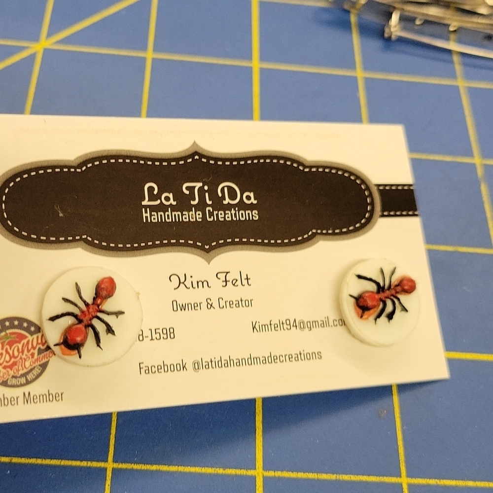 Ant On White Earrings